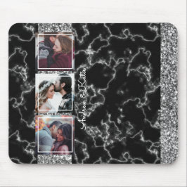 Chic Grått & svart Marble 3 Photo Collage anpassa Musmatta