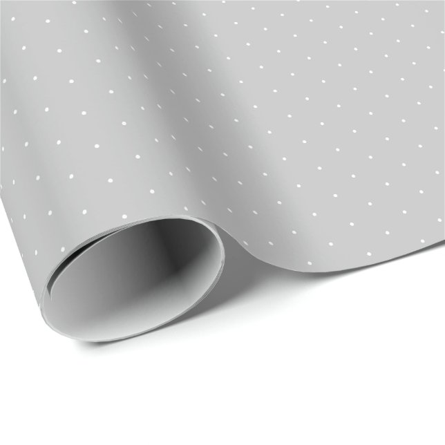 Chic grått vit liten polka dots mönster söt presentpapper (Rullad Hörn)