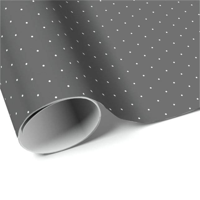 Chic grått, vit, mycket liten polka dots mönster presentpapper (Rullad Hörn)