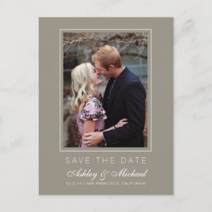 Chic Gray Save the Date Förlovningsfoto Meddelande Vykort