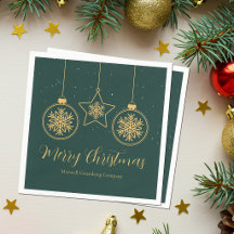 Chic Green Gold Ornaments Company Julfest
