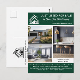 Chic Green Real Estate Company Home Listing Vykort