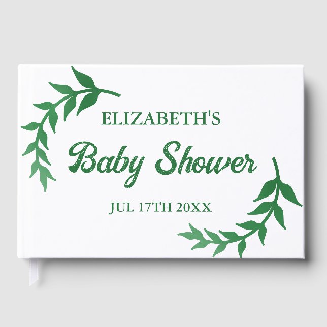Chic Greenery Baby Shower Gästböcker (Framsida)