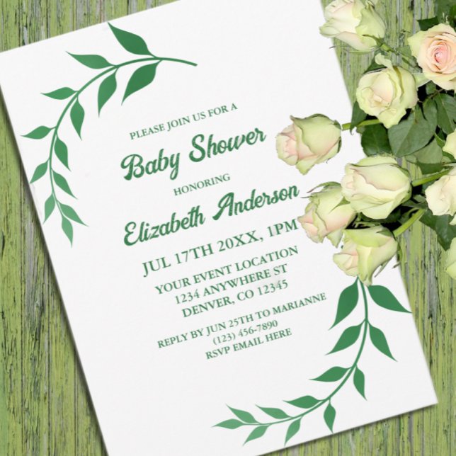 Chic Greenery Baby Shower Inbjudningar (Skapare uppladdad)