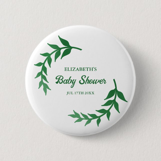 Chic Greenery Baby Shower Knapp (Framsida)