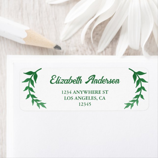 Chic Greenery Baby Shower Returadress Etikett (Insitu)