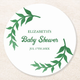 Chic Greenery Baby Shower Underlägg Papper Rund