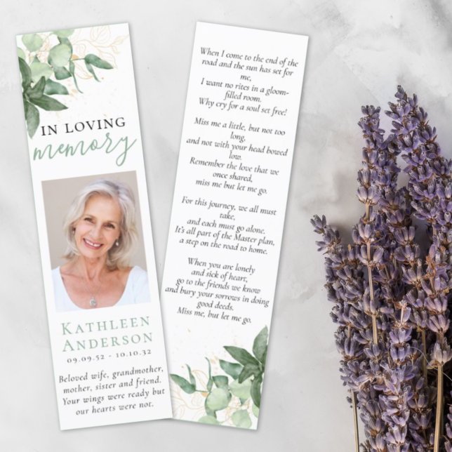 Chic Greenery Funeral Bookmark-mall (Skapare uppladdad)