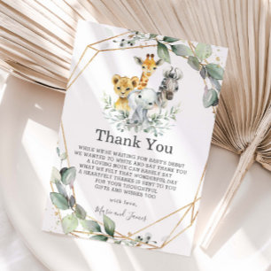 Chic Greenery Geometric Jungle Animals Baby Shower Tack Kort