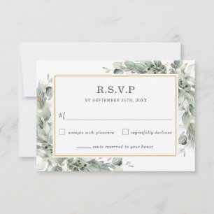 Chic Greenery Guld Sage Grönt Foliage Bröllop OSA Kort