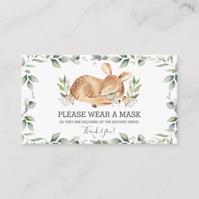Chic Greenery Hjort Baby Shower Bära a mask Tilläggskort (Framsida)