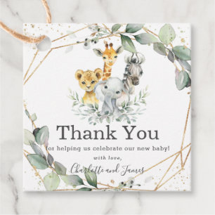 Chic Greenery Jungle Animals Baby Shower Birthday Gåvor Etiketter