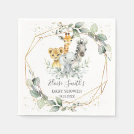 Chic Greenery Jungle Animals Baby Shower Birthday Pappersservett