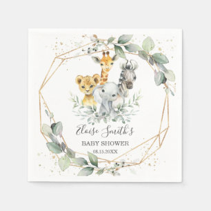 Chic Greenery Jungle Animals Baby Shower Birthday Pappersservett