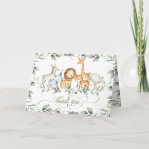 Chic Greenery Jungle Animals Baby Shower Birthday Tack Kort