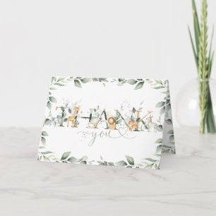 Chic Greenery Jungle Animals Baby Shower Birthday Tack Kort