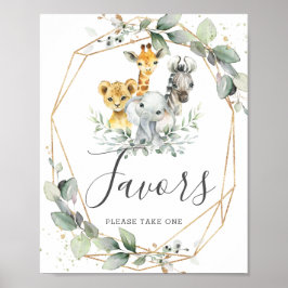 Chic Greenery Jungle Animals Baby Shower Favues Fa Poster