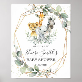 Chic Greenery Jungle Animals Baby Shower Välkommen Poster