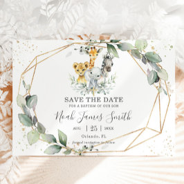 Chic Greenery Jungle Animals Baptism Christening Spara Datumet