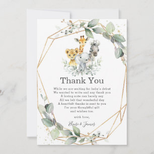 Chic Greenery Jungle Animals Neutralt Baby Shower Tack Kort
