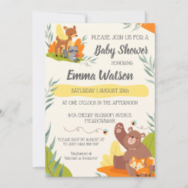 Chic Greenery Woodland Animals Baby Shower Forest Inbjudningar