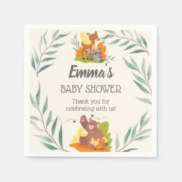 Chic Greenery Woodland Animals Baby Shower Forest Pappersservett