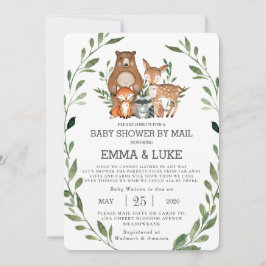 Chic Greenery Woodland Animals Baby Shower via Pos Inbjudningar