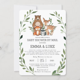 Chic Greenery Woodland Animals Baby Shower via Pos Inbjudningar