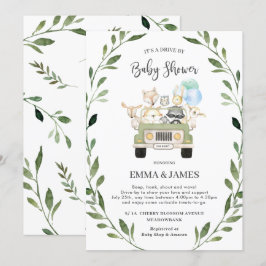 Chic Greenery Woodland Drive by Baby Shower Boy Inbjudningar