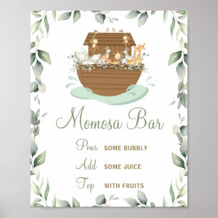 Chic Grey Noahs Ark Baby Shower Momosa Pub Poster