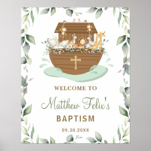 Chic Grey Noahs Ark-baptism Välkommen Poster