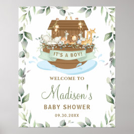 Chic Grey Noahs välkomstskylt till Ark Baby Shower Poster