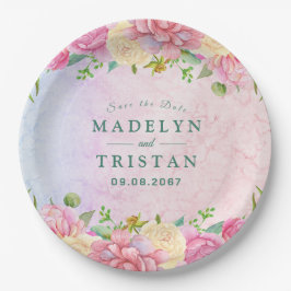 Chic Grön & Rosa Ömtålig Blommotiv i Akvarell