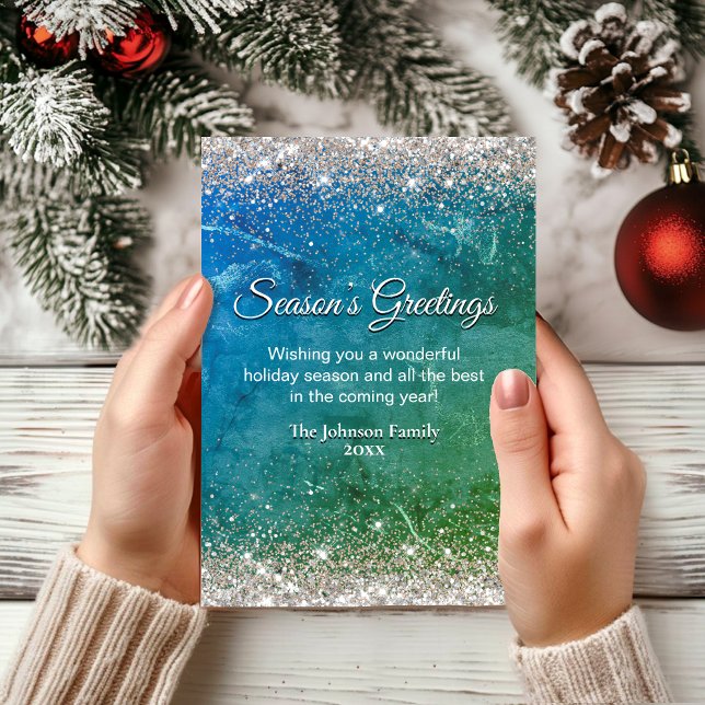 Chic grönt blått guld glitter jul nytt år (Skapare uppladdad)