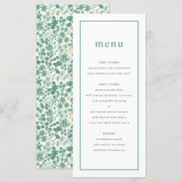 Chic Grönt Ditzy Blommigt Bröllop Menu Meny