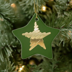 Chic grönt för guld stjärna i julmetallen julgransprydnad keramik