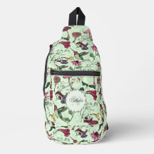 Chic Grönt Garden Hummingbird Blommigt Sling Bag