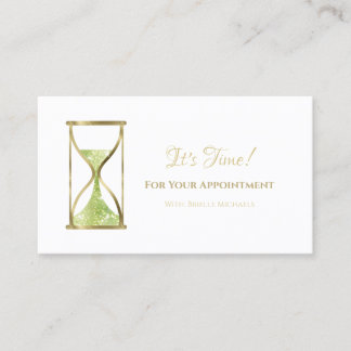 Chic Grönt Glitter Hourglass Salon Möte Tidsbeställning Kort
