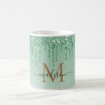 Chic grönt Glitter Monogram