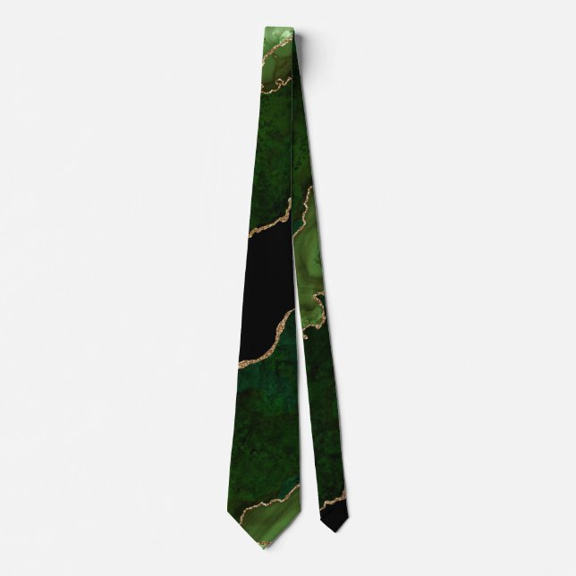 Chic Grönt Guld Glitter Agate Marble Bröllop Slips (Framsida)
