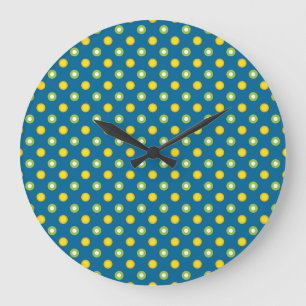 Chic Grönt Gult Polka dots Runda väggklocka