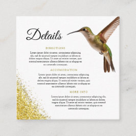 Chic Grönt Hummingbird och Guld Dust Bröllop Tilläggskort