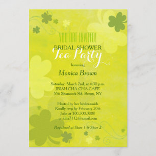 Chic Grönt Shamrocks Irish Möhippa Tea Party Inbjudningar