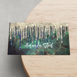 Chic grönt turkos guld glitter droppar monogram magnetiska visitkort