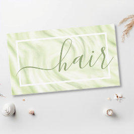 Chic Grönt Vit Kalligrafi Namn Namnteckning Hair Visitkort
