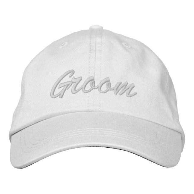 Chic Groom rosabrunt script vitt sött Broderad Keps (Framsida)