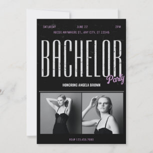 Chic grunge black BACHELOR PARTY reborn Inbjudningar