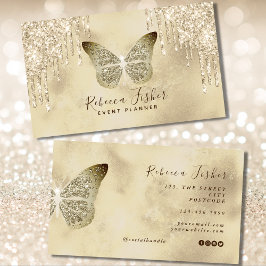 Chic Grunge Rustic Butterfly Ivory Guld-inskjutnin Visitkort