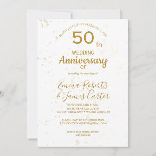Chic Guld 50-års bröllopsjubileum Inbjudningar