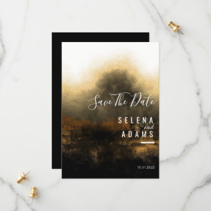 Chic Guld Abstrakt Typografi Bröllop Spara Datumet